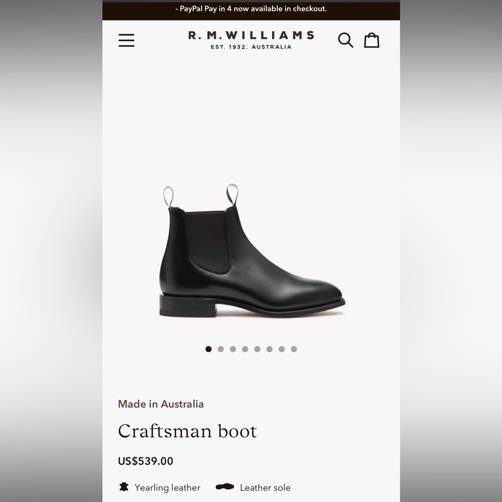 Authentic R.M. Williams Chelsea Leather Boots